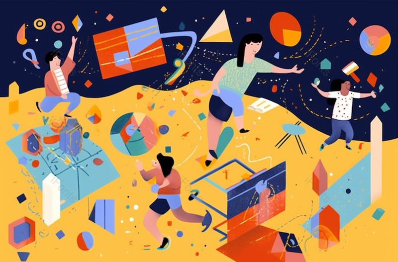 儿童节彩色人群狂欢升空欢乐多彩平面插画,插画/手绘图,插画/手绘图库,插画/手绘图下载,插画/手绘